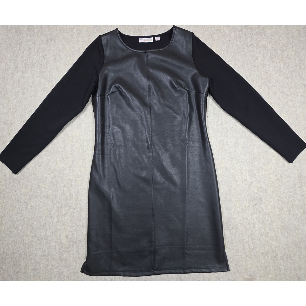 Belle by Kim Gravel Ponte‎ Knit & Faux Leather Dress Black Size XS